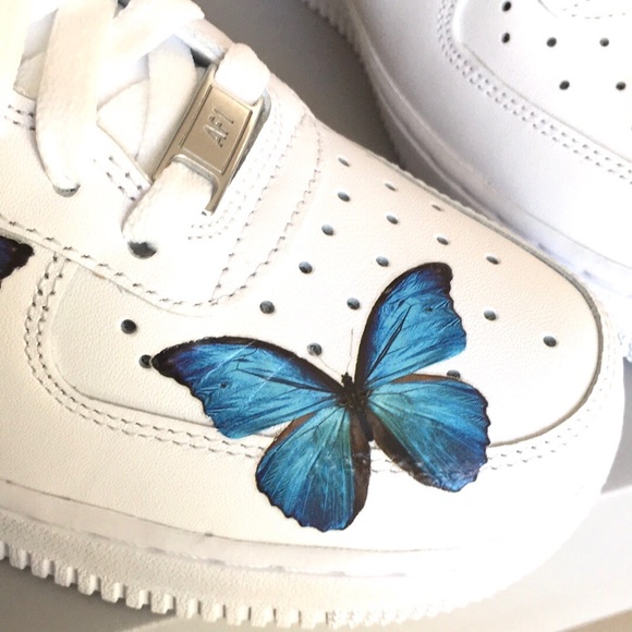 SOLD OUT - Blue Butterfly Air Force Ones - Picture 3 of 5